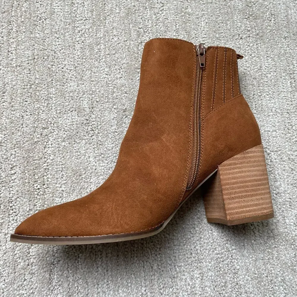 Steve Madden NEW Joa Vegan Suede Leather Ankle Boots Western - Size 9.5